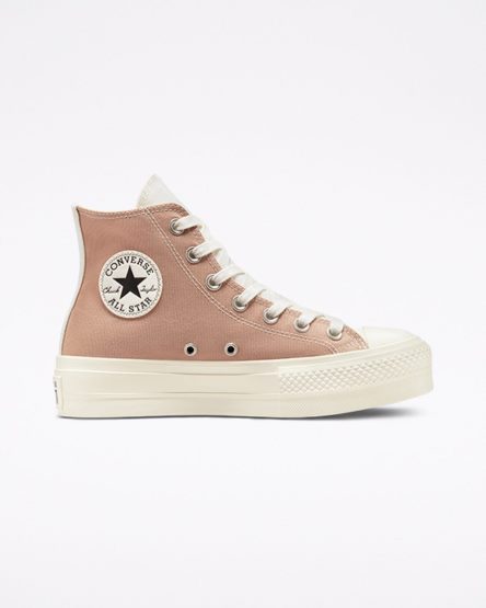 Apricot / Grey Converse Chuck Taylor All Star Lift Tri-Panel High Top Women's Platform Shoes | GCL931478