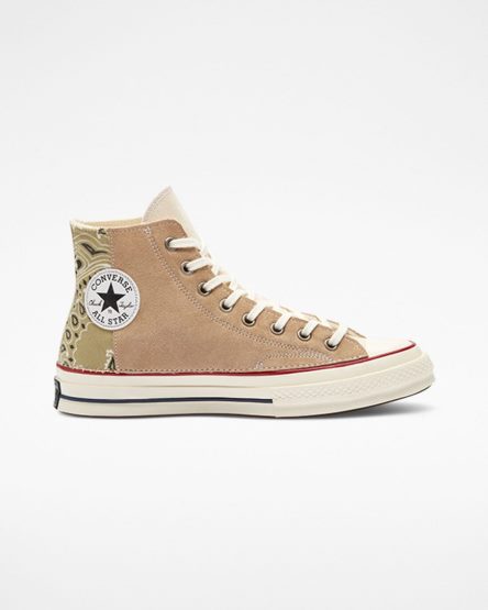 Beige Brown Converse Chuck 70 LTD Paisley Suede Women's High Top Shoes | OC154I379