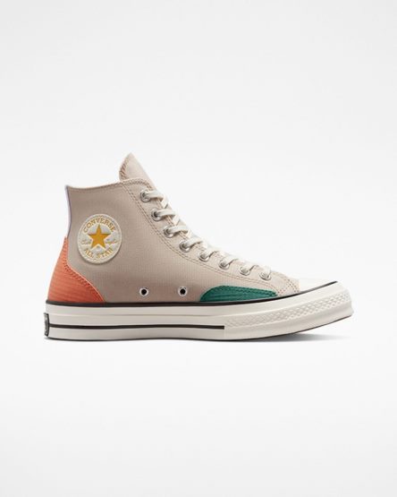 Beige / Green / Orange Converse Chuck 70 Color Block Men's High Top Shoes | LJI94L385