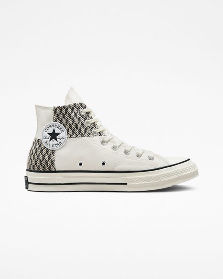 Beige / White / Black Converse Chuck 70 Patchwork Women's High Top Shoes | FE941KLI7