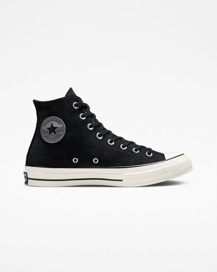 Black Converse Chuck 70 Suede Men's High Top Shoes | OEL17439K