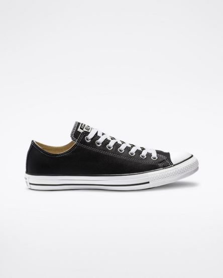 Black Converse Chuck Taylor All Star Leather Men's Low Top Shoes | SLI394LK5