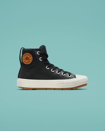 Black Converse Color Leather Chuck Taylor All Star Berkshire Boot Girls' High Top Shoes | VK14KL879