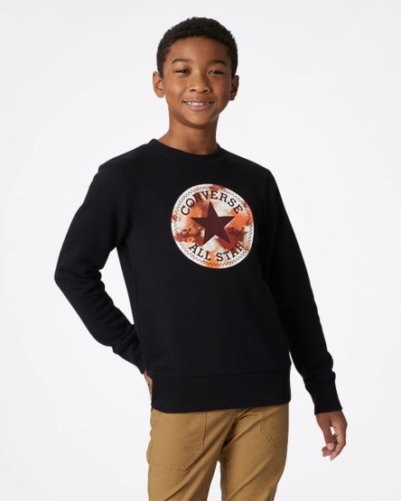 Black Converse Into The Wild Fleece Crew Boys' Sweatshirts | FA79153L4