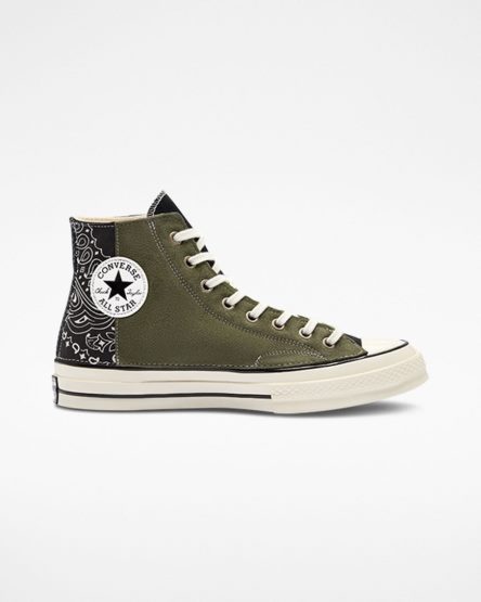 Black Green Converse Chuck 70 LTD Paisley Suede Men's High Top Shoes | ED74I8359