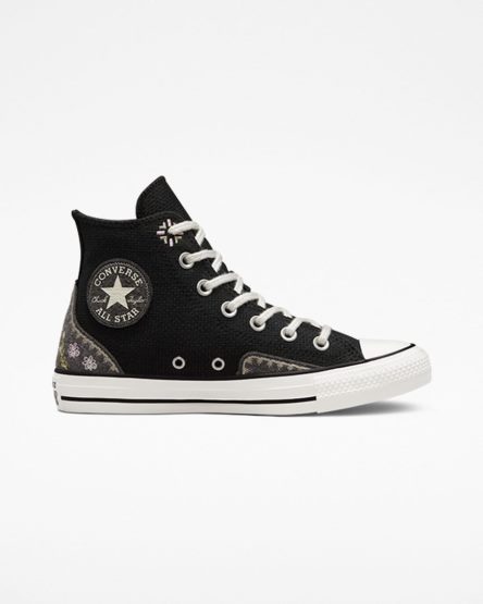 Black / Pink Converse Chuck Taylor All Star Autumn Embroidery Women's High Top Shoes | VT1L9357I