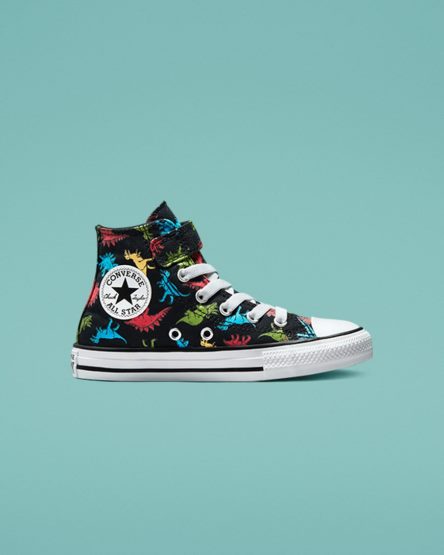 Black / Red / Blue Converse Chuck Taylor All Star Easy-On Dinosaurs Girls' High Top Shoes | UALI97853