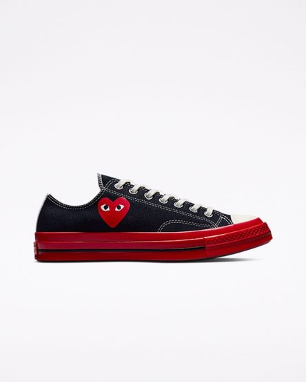 Black / Red Converse x Comme des Garçons PLAY Chuck 70 Men's Low Top Shoes | IG1379L8I