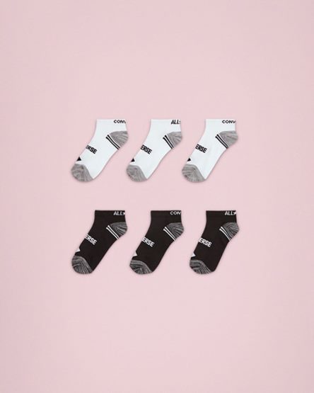 Black / White Converse 6-Pack No-Show Girls' Socks | CHL87K154