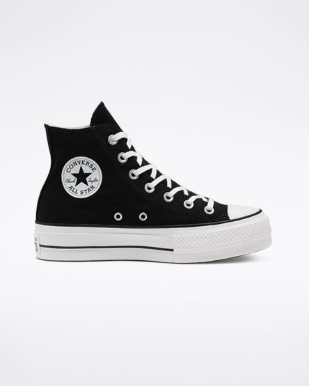 Black / White Converse Chuck Taylor All Star Lift Canvas High Top Women's Platform Shoes | UN4589KL3