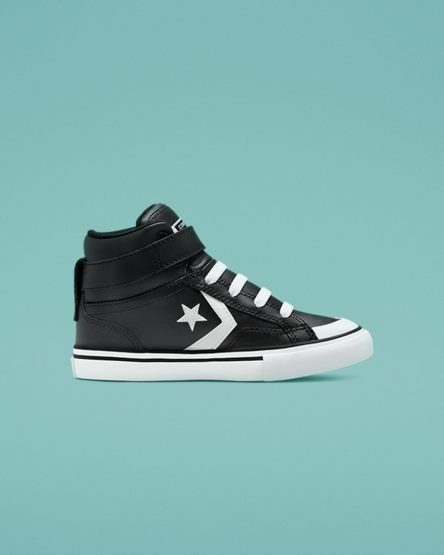 Black / White Converse Pro Blaze Strap Leather Girls' High Top Shoes | IA718943I