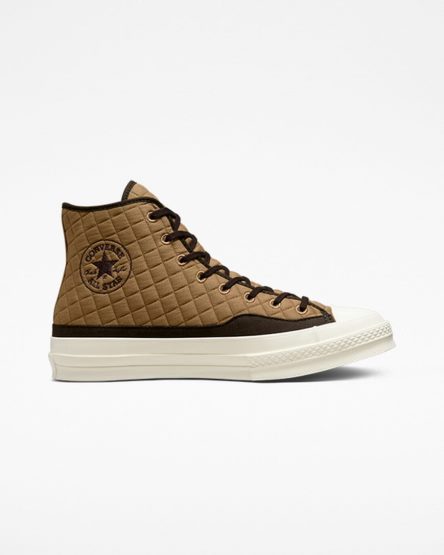 Brown / Black Converse Chuck 70 Quilted Women's High Top Shoes | VL7I5L943