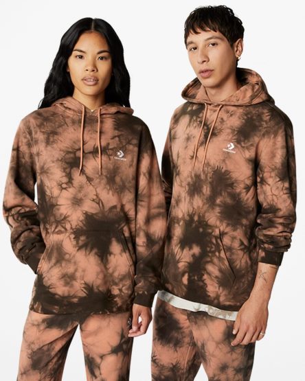 Brown Converse Go-To Star Dyed Standard Fit Fleece Pullover Men's Hoodie | HA79KL18I