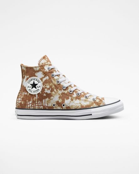 Brown / White / Black Converse Chuck Taylor All Star Dip Dye Women's High Top Shoes | MQK14I953