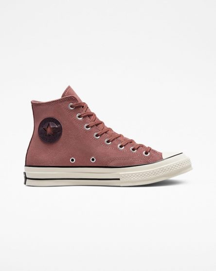 Burgundy / Black Converse Chuck 70 Suede Men's High Top Shoes | TX93417IL