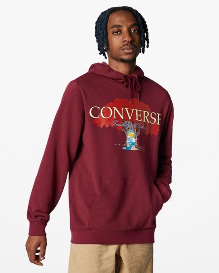 Dark Red Converse Tree of Life Pullover Men's Hoodie | TXL87943I