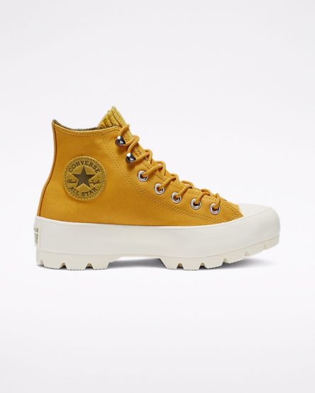 Gold / Olive Converse Chuck Taylor All Star GORE-TEX Lugged Waterproof Leather Women's High Top Shoes | TP85I4K19