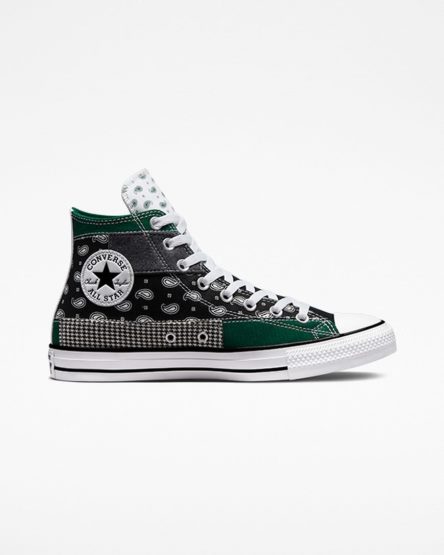 Green / Black / White Converse Chuck Taylor All Star Hacked Patterns Men's High Top Shoes | AG4L78593