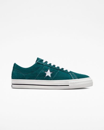 Green / Black / White Converse One Star Pro Vintage Suede Men's Skate Shoes | NXK89143I