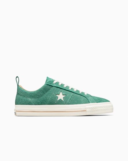 Green Converse One Star Pro Vintage Suede Men's Skate Shoes | PGI98K73L