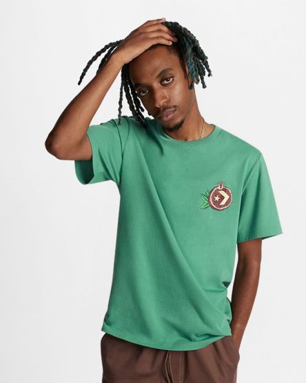 Green Converse Pomegranate Graphic Men's T-Shirts | KC4139L8K