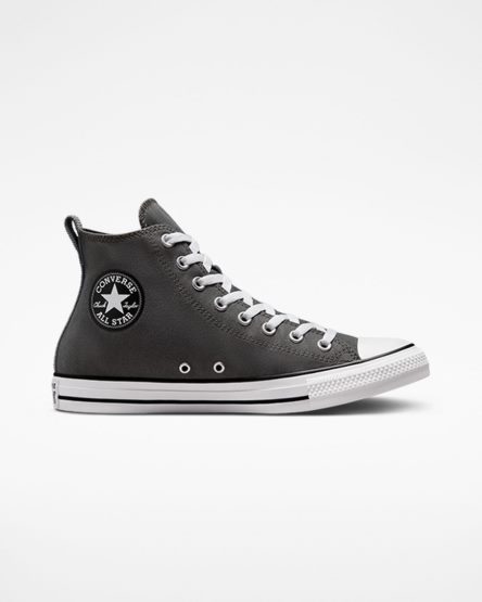 Grey / Black Converse Chuck Taylor All Star Woven Twill Men's High Top Shoes | YAK8L9431