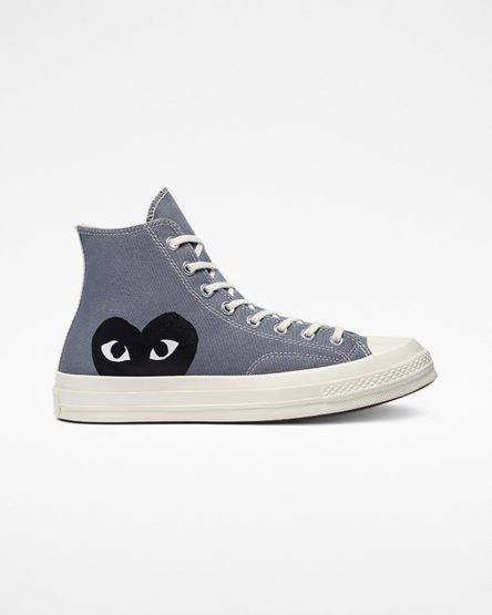 Grey / Black Converse x Comme des Garçons PLAY Chuck 70 Women's High Top Shoes | NLI35LK94