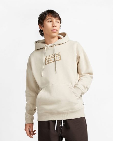 Grey Converse CONS Fleece Pullover Men's Hoodie | XNIK83149