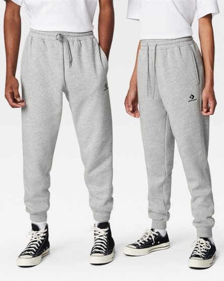 Grey Converse Go-To Embroidered Star Chevron Standard Fit Fleece Men's Sweatpants | NQ5I31K4L