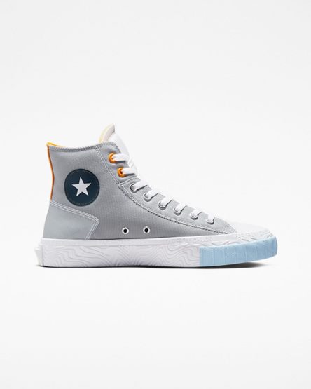 Grey / White / Orange Converse Chuck Taylor Alt Star Reflective Shine Women's High Top Shoes | ULK41IL98