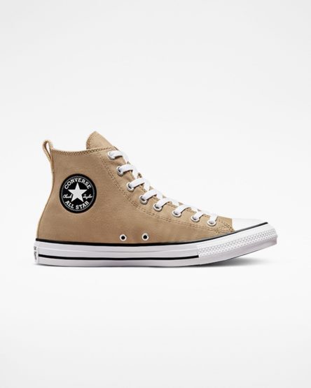 Khaki / Black Converse Chuck Taylor All Star Woven Twill Women's High Top Shoes | KB378LIK5