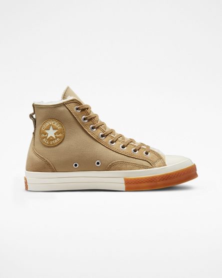 Khaki Converse Chuck 70 Lined Colorblock Women's High Top Shoes | JE43971L5