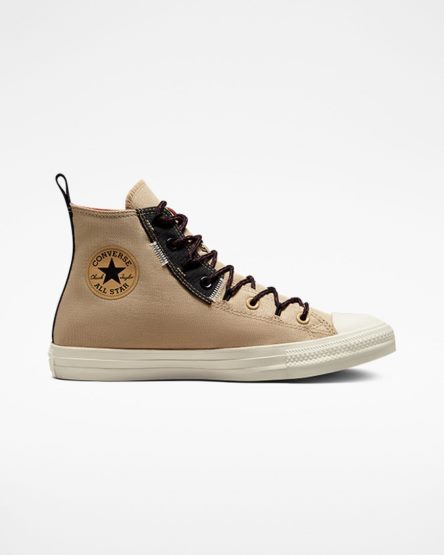 Khaki / Orange Converse Chuck Taylor All Star Rugged Basics Men's High Top Shoes | RLK815349