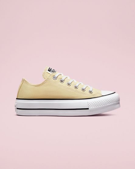 Lemon / Black / White Converse Chuck Taylor All Star Lift Seasonal Color Low Top Women's Platform Shoes | EU18LI579