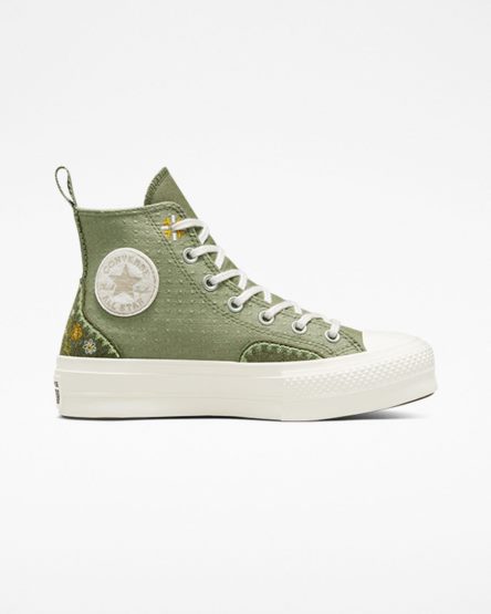 Light Converse Chuck Taylor All Star Lift Autumn Embroidery High Top Women's Platform Shoes | QAK945LI3