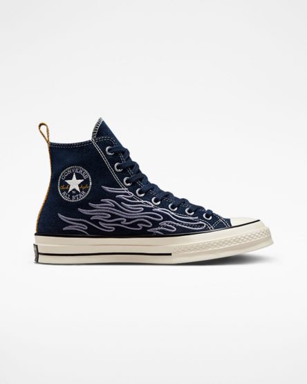 Obsidian / Indigo Converse Chuck 70 Workwear Denim Men's High Top Shoes | JE9K3I854