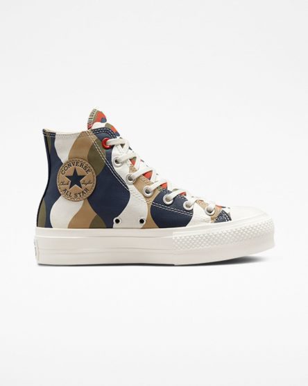 Obsidian / Khaki Converse Chuck Taylor All Star Lift Twisted Classics High Top Women's Platform Shoes | JF4L51KI8