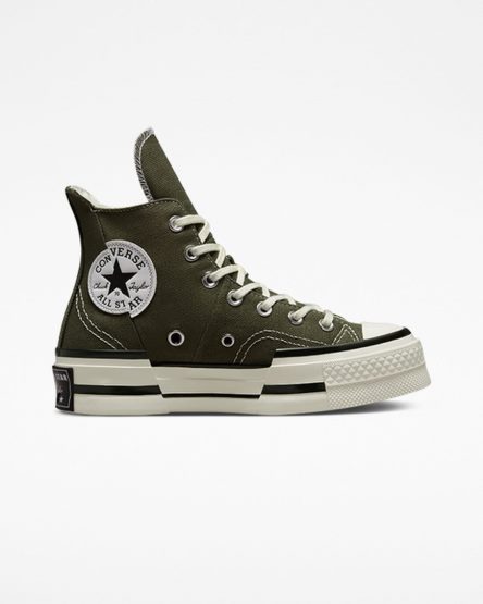 Olive / Black Converse Chuck 70 Plus Men's High Top Shoes | VUIL37518