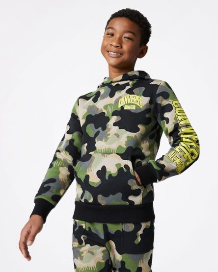 Olive Converse Camo Pullover Boys' Hoodie | TYI184397