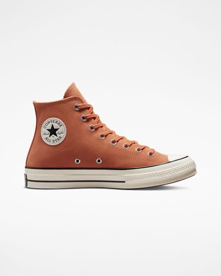 Orange / Black Converse Chuck 70 Suede Men's High Top Shoes | BI195IK43