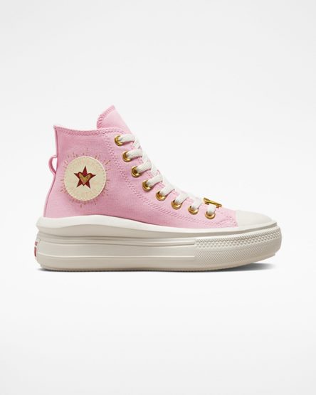 Orange Pink Converse Chuck Taylor All Star Move Hearts High Top Women's Platform Shoes | CEI574L98