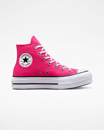 Pink / Black / White Converse Chuck Taylor All Star Lift Canvas High Top Women's Platform Shoes | YP1IL9K75