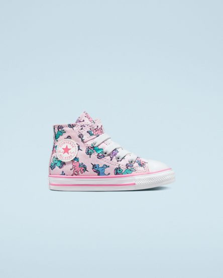 Pink / Blue Converse Chuck Taylor All Star Easy-On Unicorns Girls' High Top Shoes | MY5437LI1