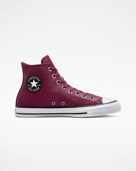 Pink Converse Chuck Taylor All Star Leather Men's High Top Shoes | GD3754K8I