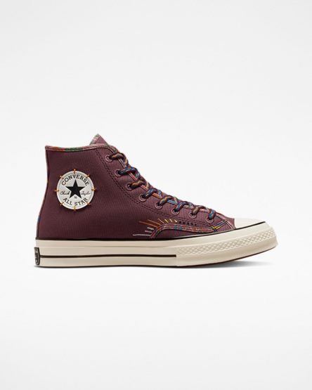 Purple / Black Converse Chuck 70 Heritage Detail Men's High Top Shoes | MU1578KLI