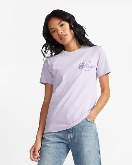 Purple Converse Dreamer Graphic Women's T-Shirts | NB1I85437