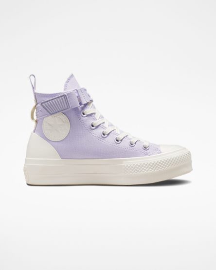 Purple / Purple Converse Chuck Taylor All Star Lift Utility Strap High Top Women's Platform Shoes | HFK7L15I4