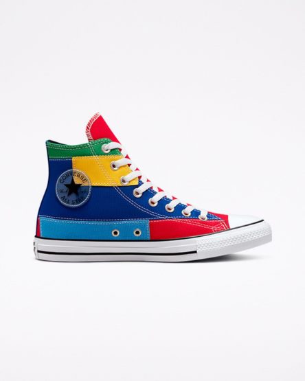 Red / Blue Converse Chuck Taylor All Star Patchwork Women's High Top Shoes | SNK15798L