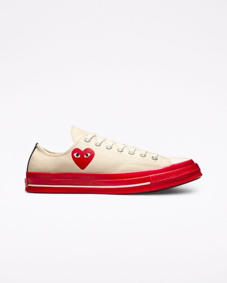 Red Converse x Comme des Garçons PLAY Chuck 70 Women's Low Top Shoes | OI5K194I8