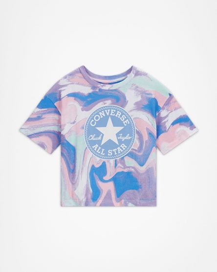 Royal Converse Dye Printed Chuck Taylor Patch Boxy Girls' T-Shirts | SFL983754